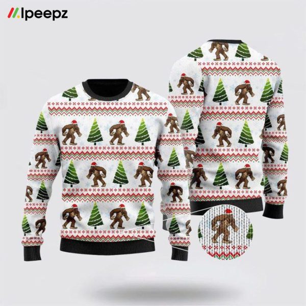 Amazing Bigfoot Christmas Tree Ugly Sweater