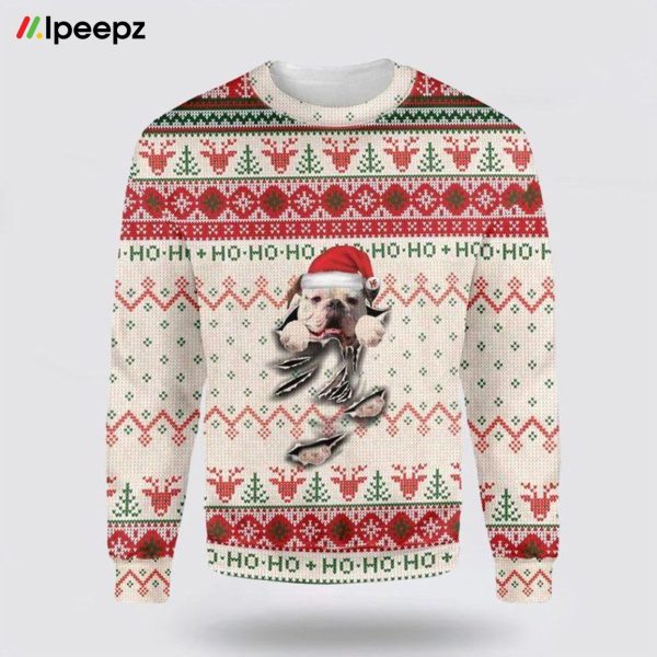 American Bulldog Scratch Ugly Christmas Sweater