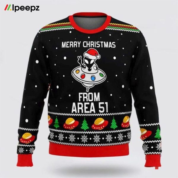 Area Aliens Ugly Sweater Merry Xmas Festive Design