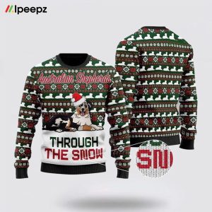 Australian Shepherds Through The Snow Christmas Ugly Sweater