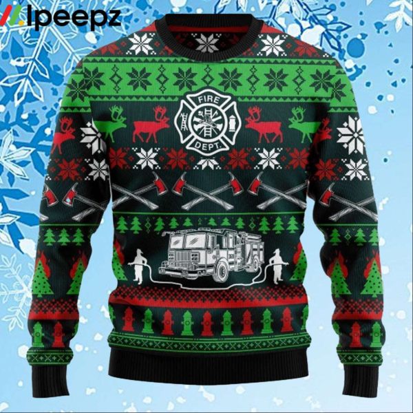 Awesome Firefighter Ugly Christmas Sweater