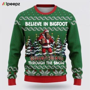 Believe In Bigfoot Through The Snow 3D Printed Christmas Sweater