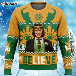 Believe Loki Marvel Ugly Christmas Sweater