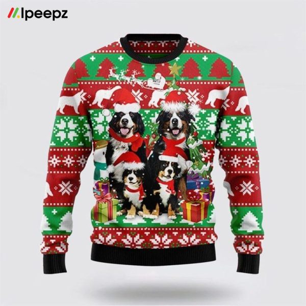 Bernese Mountain Dog Family Ugly Christmas Sweater