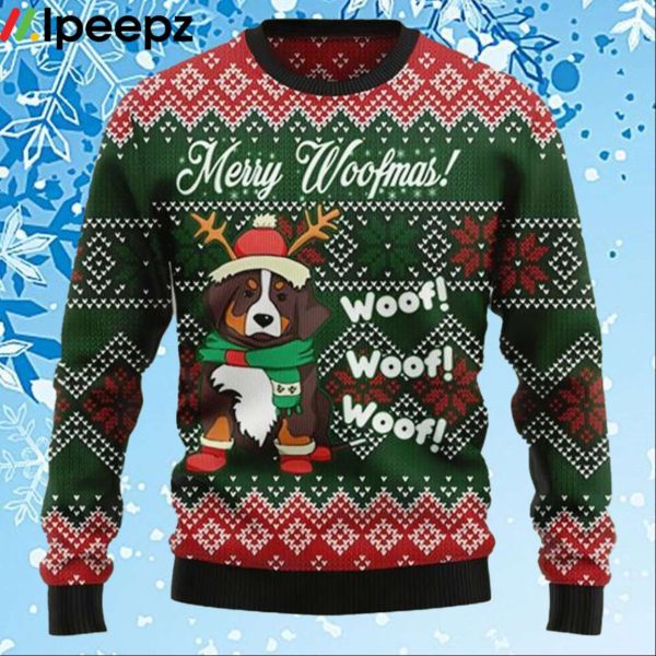 Bernese Mountain Dog Woofmas Ugly Christmas Sweater