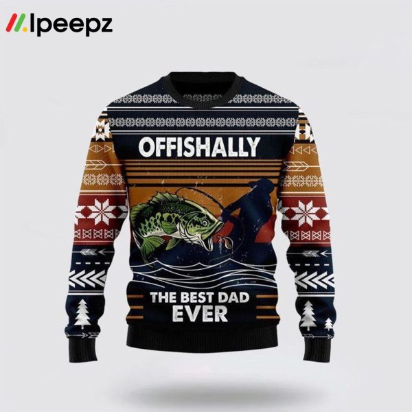 Best Dad ever Fishing Retro Vintage Ugly Christmas Sweater