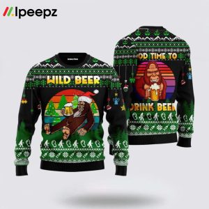 Bigfoot Beer Christmas Ugly Sweater Perfect Time to Enjoy Beer