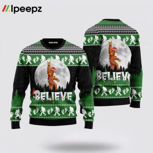 Bigfoot Believe Ugly Christmas Sweater