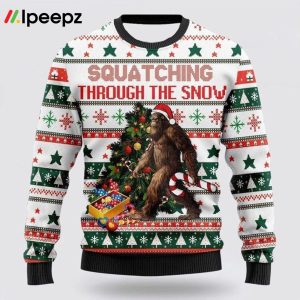 Bigfoot Christmas Candy Cane Ugly Christmas Sweater