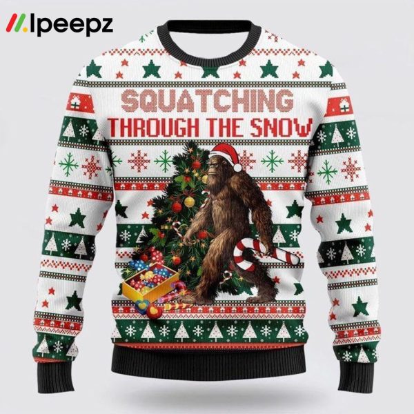 Bigfoot Christmas Candy Cane Ugly Christmas Sweater