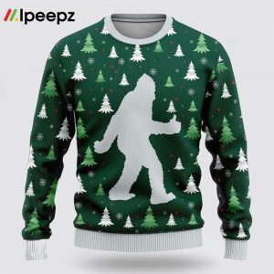 Bigfoot Funny Green Pattern Ugly Christmas Sweater