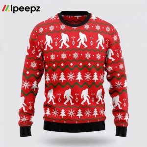 Bigfoot Red Christmas Sweater