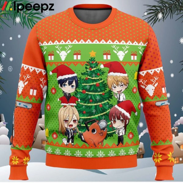 Chibi Chainsaw Man Ugly Christmas Sweater