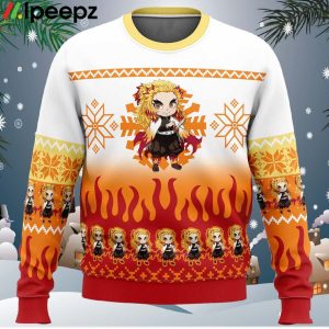 Chibi Christmas Kyojuro Rengoku Demon Slayer Ugly Christmas Sweater