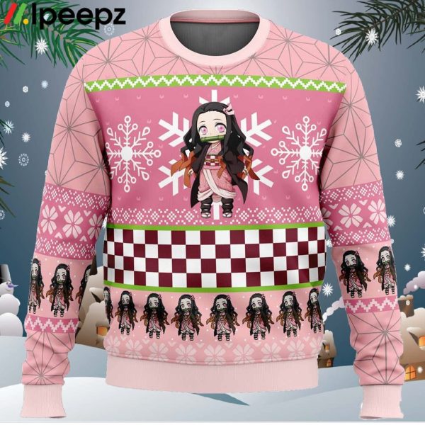 Chibi Christmas Nezuko Kamado Demon Slayer Ugly Christmas Sweater