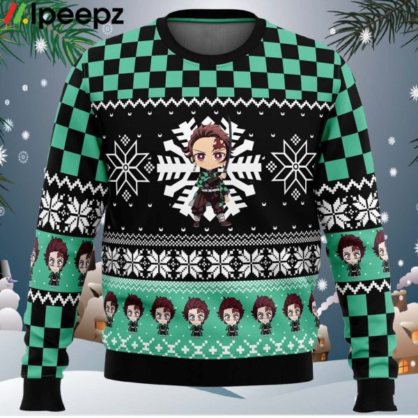 Chibi Christmas Tanjiro Kamado Demon Slayer Ugly Christmas Sweater