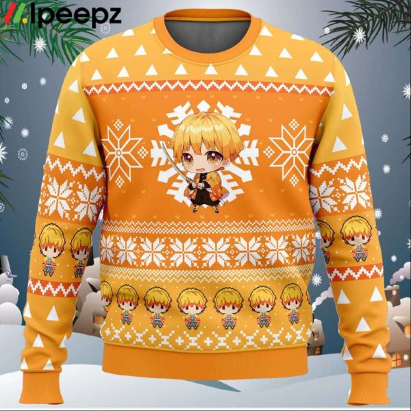 Chibi Christmas Zenitsu Agatsuma Demon Slayer Ugly Christmas Sweater