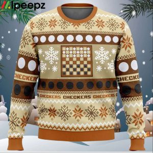 Christmas Checkers Board Games Ugly Christmas Sweater