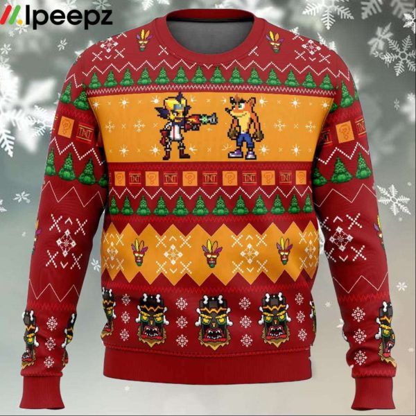Crash and Doc Neo Crash Bandicoot Ugly Christmas Sweater