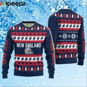 Custom Name New England Christmas Gift Ugly Christmas Sweater