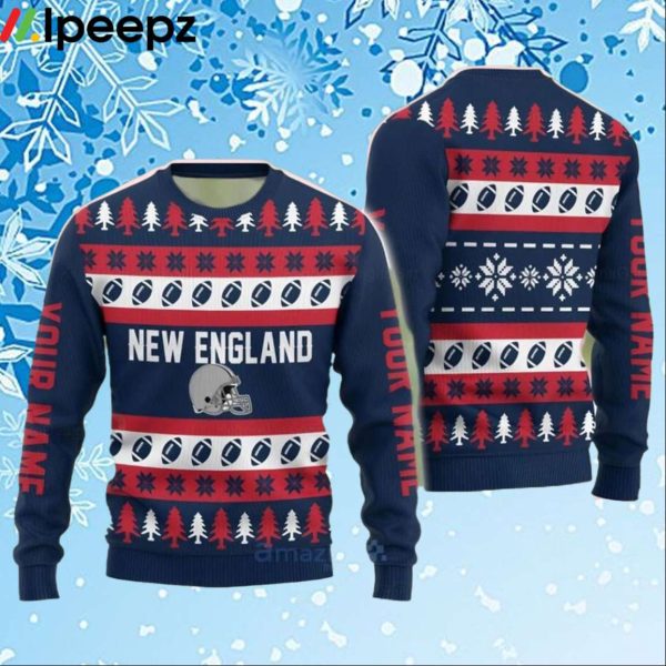 Custom Name New England Christmas Gift Ugly Christmas Sweater