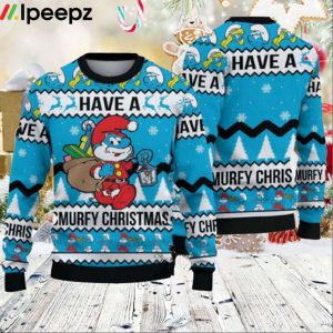 Cute Have A Smurfy Christmas Christmas Gift For Holiday Funny 3D Ugly Christmas Sweater