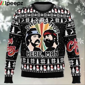 Daves Not Here Man Cheech and Chong Ugly Christmas Sweater