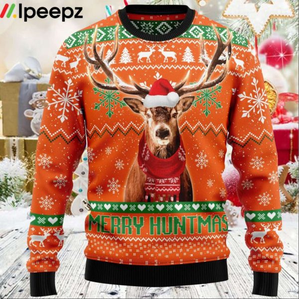 Deer Merry Huntmas Ugly Christmas Sweater