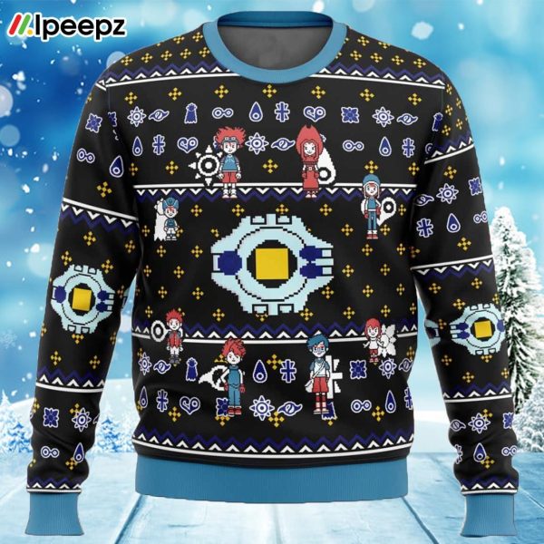 Digimon characters Ugly Christmas Sweater