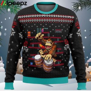 Donkey Kong Drums Ugly Christmas Sweater