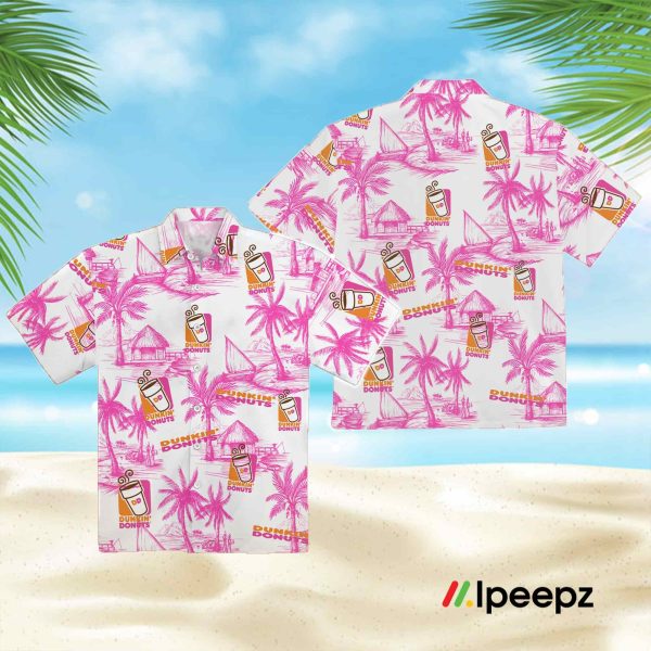 Dunkin Donuts Food Tropical Flower Aloha Hawaiian Shirt