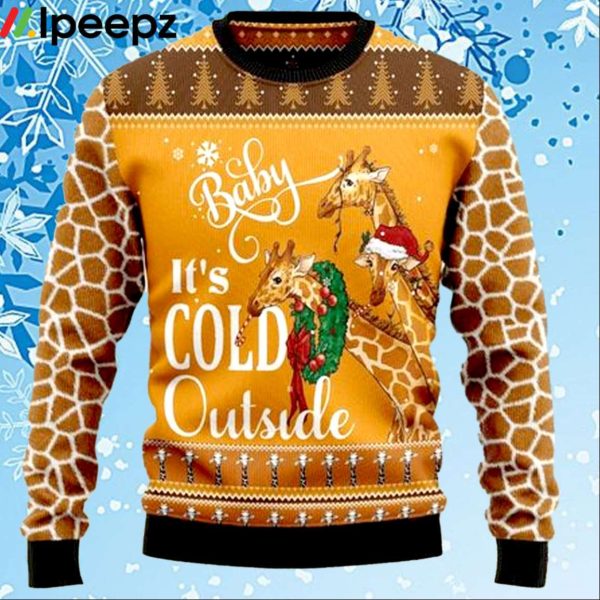 Giraffe Baby Its Cold Outside Ugly Christmas Sweater