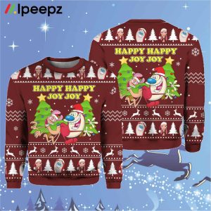 Happy Happy Joy Joy Ren And Stimpy Christmas Ugly Sweater