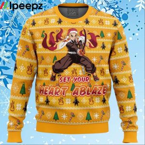 Heart Ablaze Rengoku Demon Slayer Christmas Sweater
