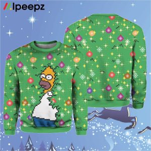 Homer Simpson Backs Into the Bushes Ugly Christmas Sweater