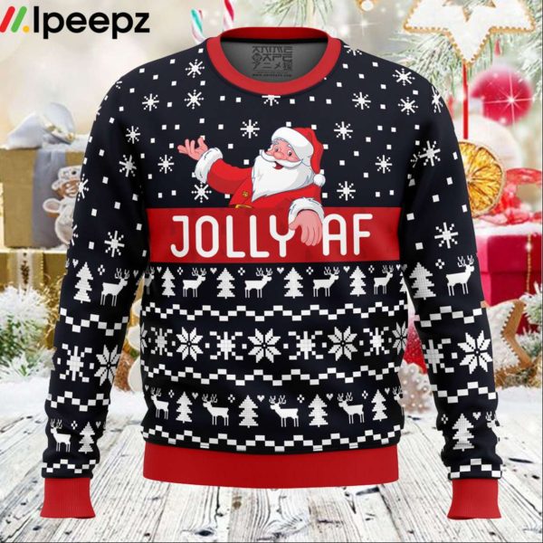 Jolly Af Santa Claus Ugly Christmas Sweater