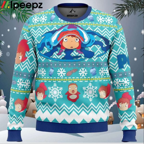 Magical Ponyo Studio Ghibli Ugly Christmas Sweater