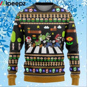 Mario Abbey Road Custom Ugly Christmas Sweater