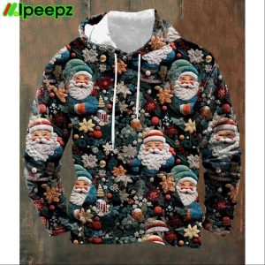 Mens Christmas Sants Claus Print Christmas Casual Hoodie