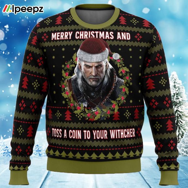 Merry Christmas and Toss a Coin The Witcher Ugly Christmas Sweater