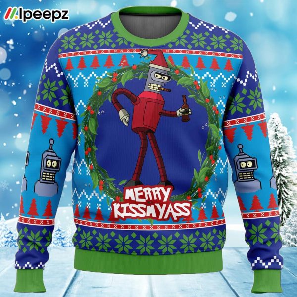 Merry Kissmyass Futurama Ugly Christmas Sweater