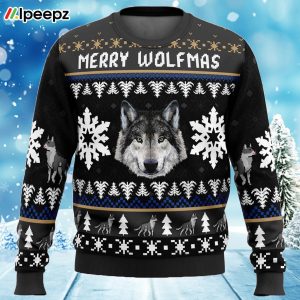 Merry Wolfmas Wolf Ugly Christmas Sweater