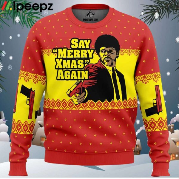 Merry Xmas Again Pulp Fiction Ugly Christmas Sweater