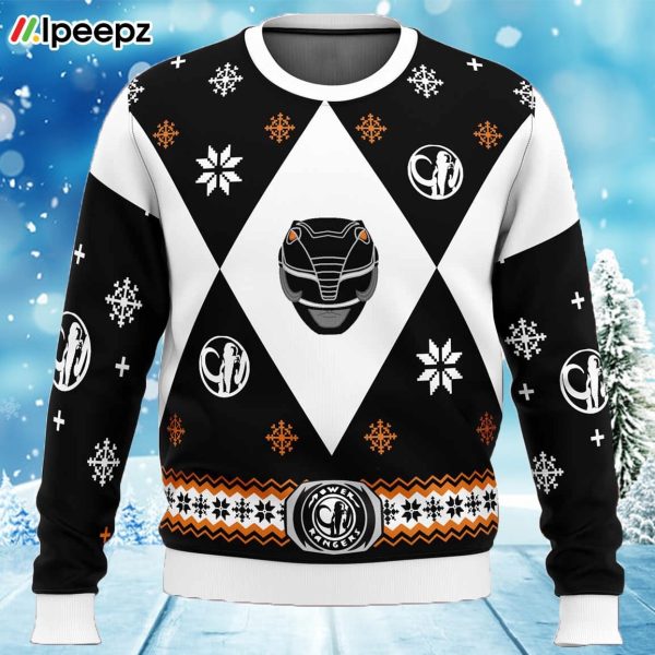 Mighty Morphin Power Rangers Black Ugly Christmas Sweater