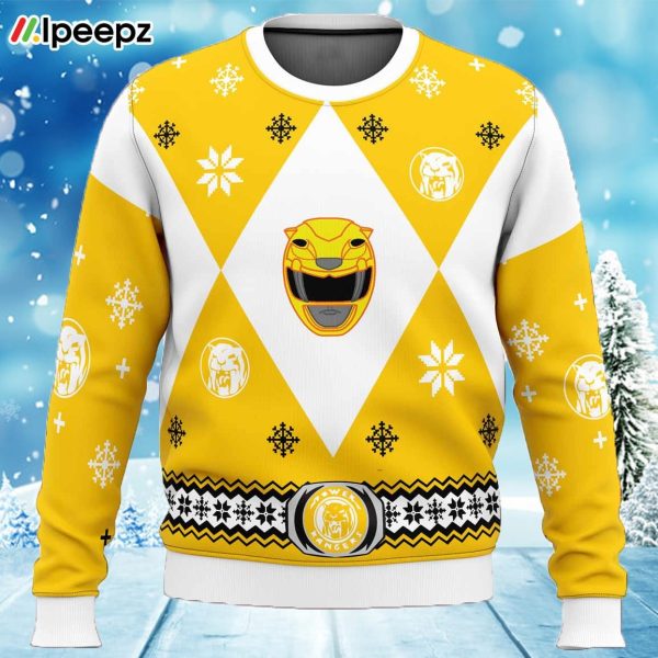 Mighty Morphin Power Rangers Yellow Ugly Christmas Sweater