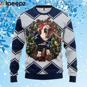 New England Patriots Pub Dog Christmas Ugly Sweater