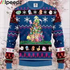 Pokemon Tree Blue Ugly Christmas Sweater