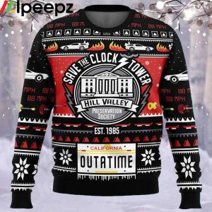 Save The Clock Tower Back To The Future Ugly Christmas Sweater