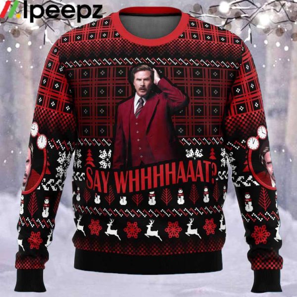 Say Whhhhaaat Anchorman Ugly Christmas Sweater