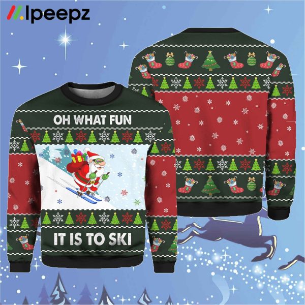 Skiing Oh What Fun Ugly Christmas Sweater